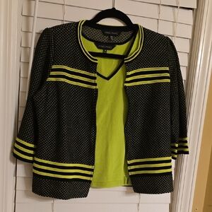 Ming Wang 2 Pieces Black and Green Cardigan Sweater